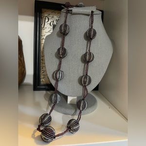 Vintage Handmade Muti Color Glass Beaded Ball Necklace